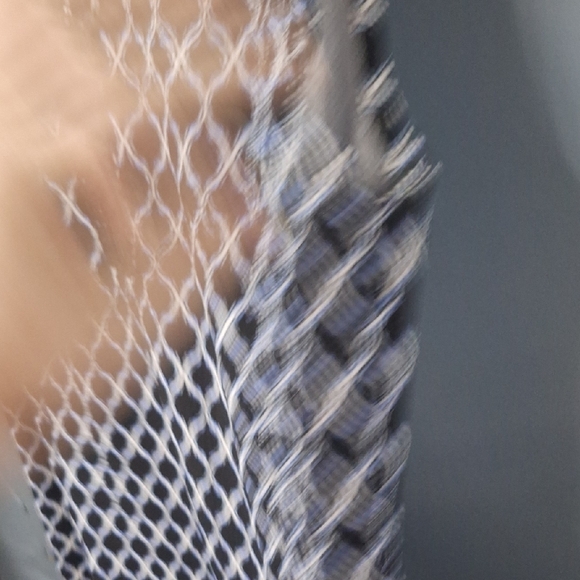 Blue and White Sleeveless V-Neck Sheath Dress - Picture 6 of 7